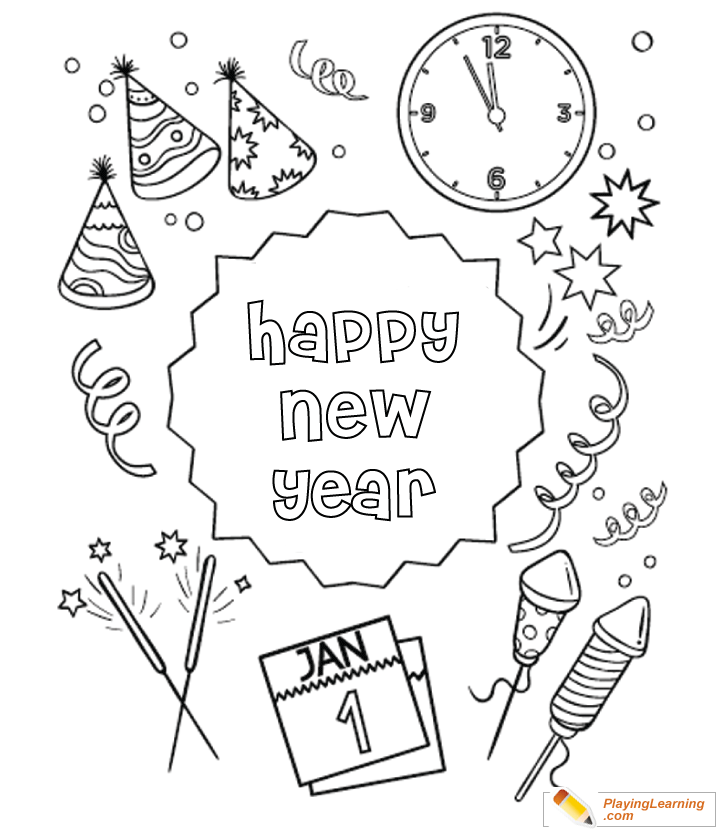 Happy New Year Coloring Page  for kids