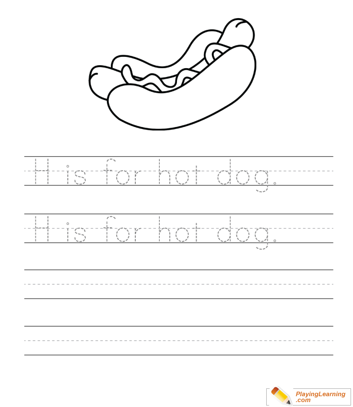 Hot Dog Writing Sheet  for kids