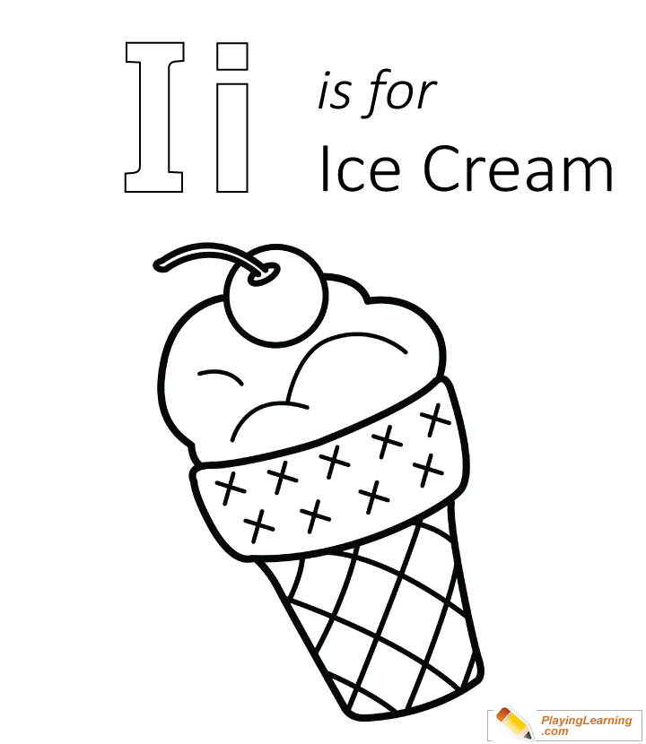 I Is For Ice Cream Coloring Page for kids