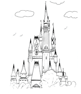 Frozen movie Ice castle coloring page for kids