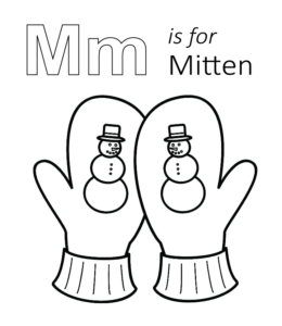 M is for Mitten Printable  for kids