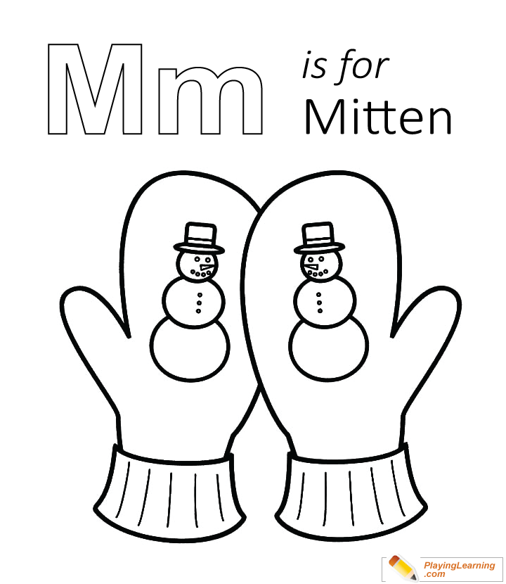 M Is For Mitten Coloring Page for kids