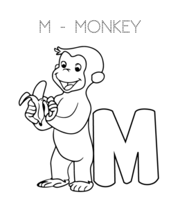Alphabet Coloring Page - M is for monkey  for kids