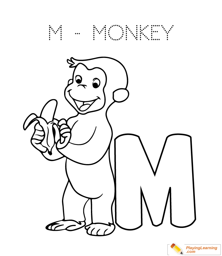 M Is For Monkey Coloring Page for kids