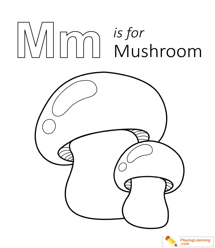 M Is For Mushroom Coloring Page for kids