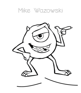 Monsters Inc Character Mike Wazowski coloring page for kids