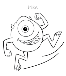 Monsters Inc Mike Wazowski coloring page for kids