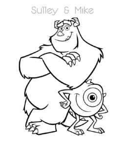 Monsters Inc Mike & Sulley coloring page for kids