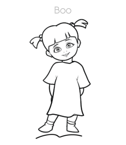 Monsters Inc Character little Boo coloring page for kids