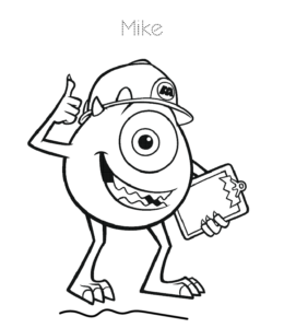 Monsters Inc Character Mike Wazowski coloring sheet for kids