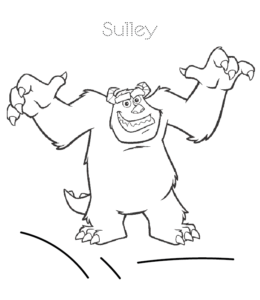 Monsters Inc Character Sulley coloring sheet for kids