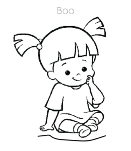 Monsters Inc Character Boo coloring page for kids