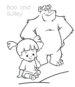 Monsters Inc Boo & Sulley coloring page for kids