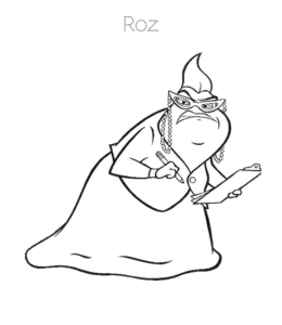 Monsters Inc Character Roz coloring sheet for kids