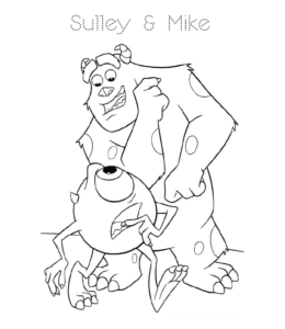 Monsters Inc Sulley & Mike coloring picture for kids