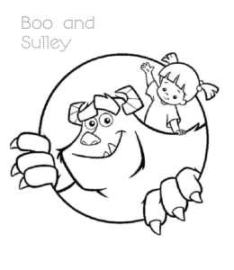 Monsters Inc Character Sulley & Boo coloring picture for kids