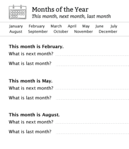 Learning months of the year - This month, last month, next month for kids