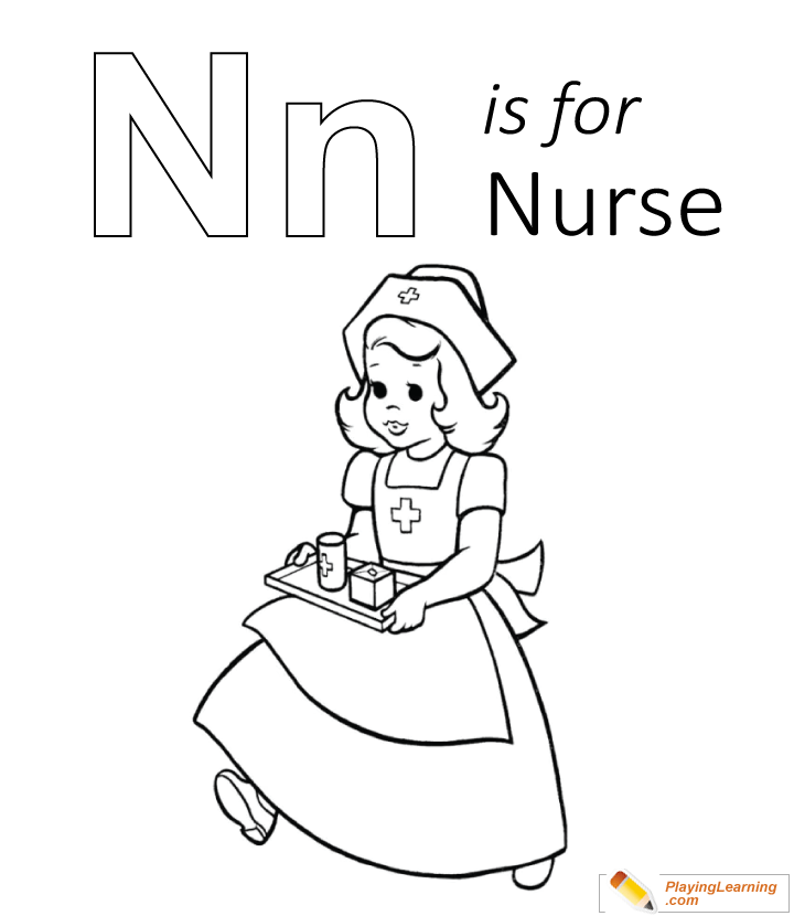 N Is For Nurse Coloring Page for kids