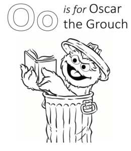 Sesame Street - O is for Oscar the Grouch coloring printable for kids