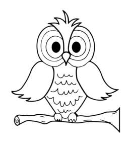 Owl on a Branch Coloring Page for kids