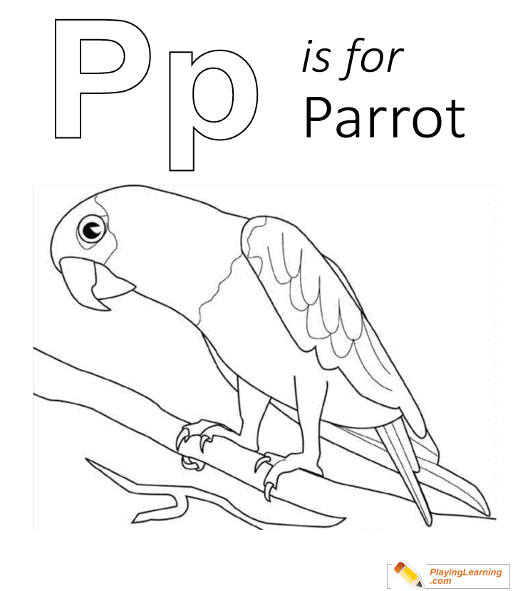 P Is For Parrot Coloring Page for kids