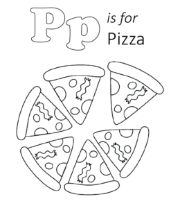 P is for Pizza coloring sheet for kids