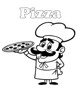 Pizza Chef coloring page for kids