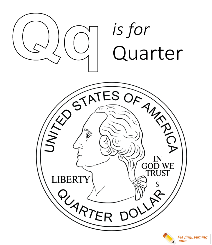 Q Is For Quarter Coloring Page for kids