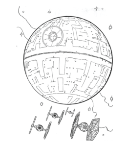 Star Wars Death Star coloring page for kids