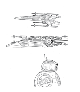Star Wars V-Wing Fighter coloring page for kids
