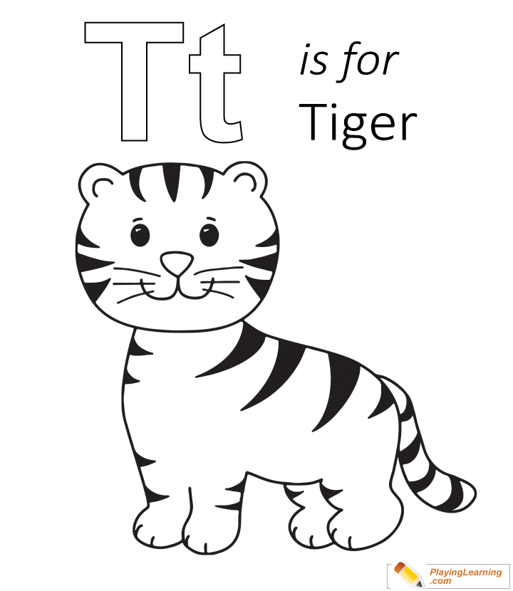 T Is For Tiger Coloring Page for kids