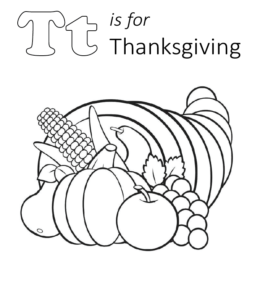 T is for Thanksgiving coloring page  for kids