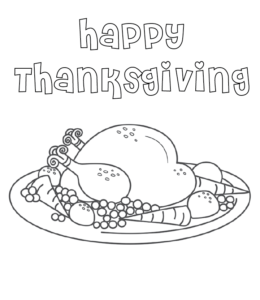 Thanksgiving food coloring page for kids