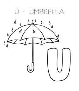 Alphabet Coloring Page - U is for Umbrella  for kids