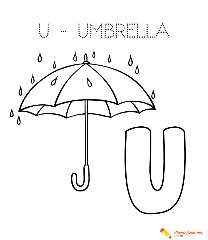 U Is For Umbrella Coloring Page for kids