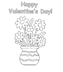 Flowers for Valentine coloring page for kids
