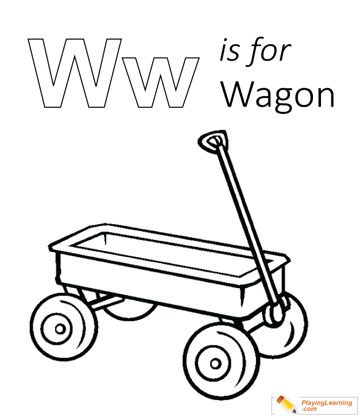 W Is For Wagon Coloring Page for kids