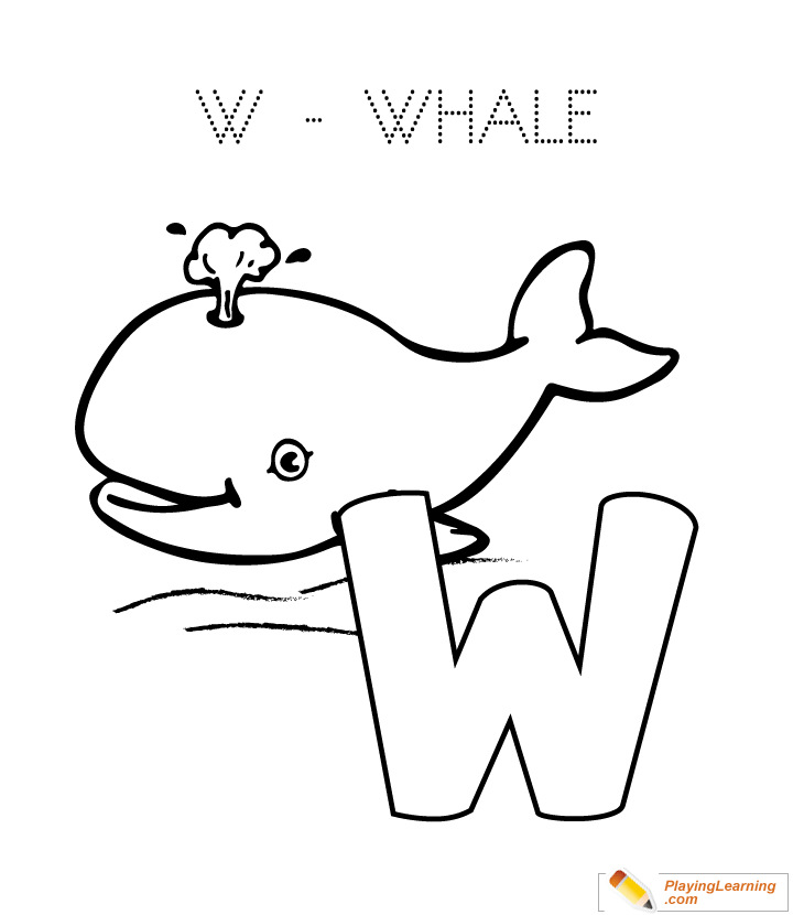 W Is For Whale Coloring Page for kids