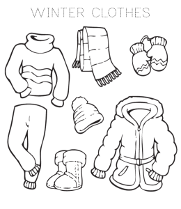 Warm Clothes Coloring Page 1 for kids