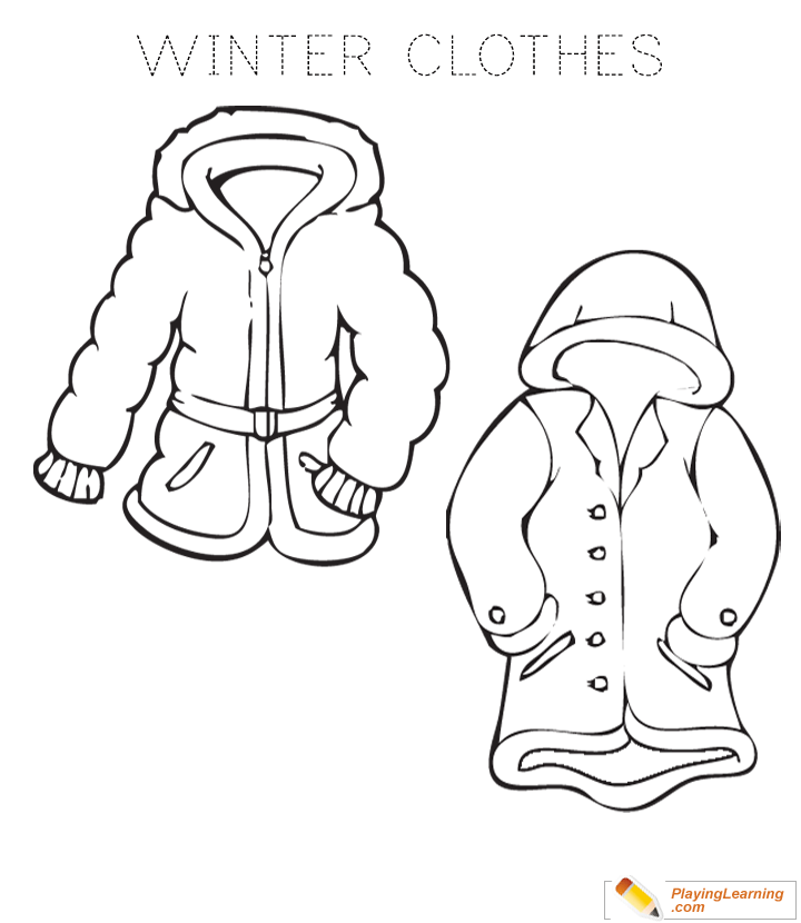 Winter Clothes Coloring Page  for kids