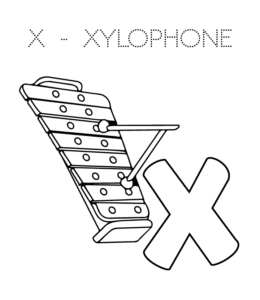 Alphabet Coloring Page - X is for Xylophone  for kids