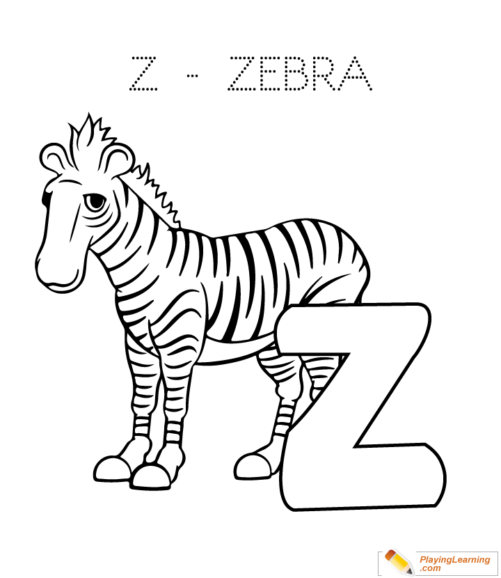 Z Is For Zebra Coloring Page for kids