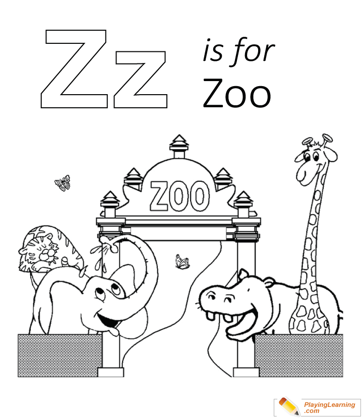Z Is For Zoo Coloring Page for kids