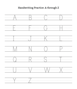 Alphabet Tracing Worksheet Letter A through Z Uppercase for kids