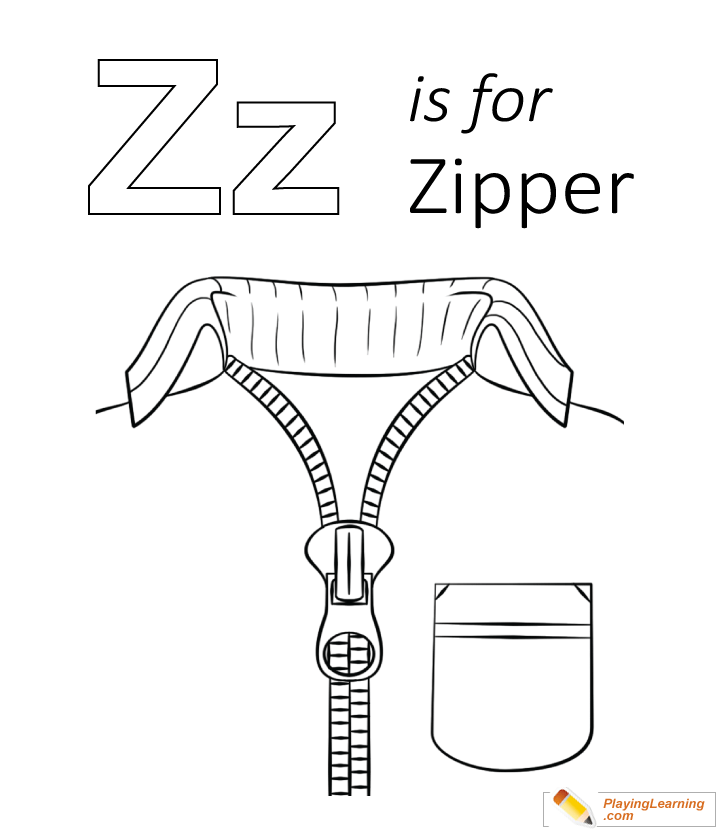 Z Is For Zipper Coloring Page for kids