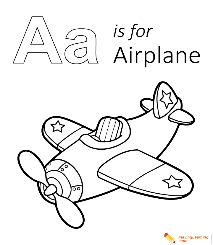 a is for airplane coloring page