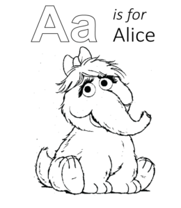 Sesame Street - A is for Alice coloring sheet for kids