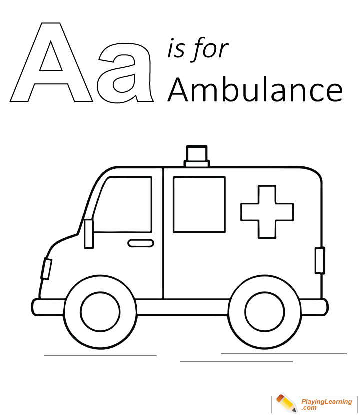 A Is For Ambulance Coloring Page  for kids