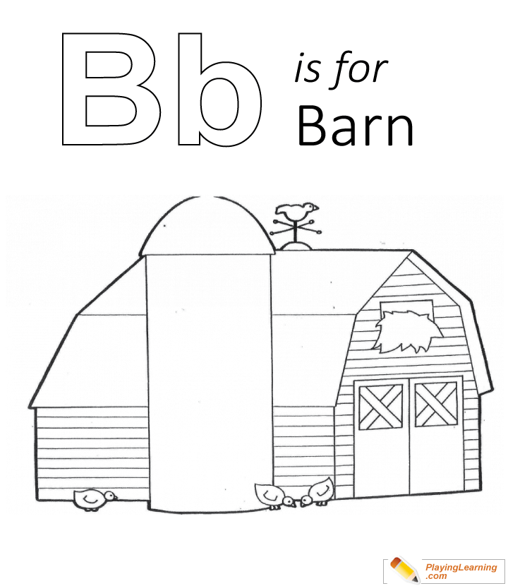 B Is For Barn Coloring Page  for kids