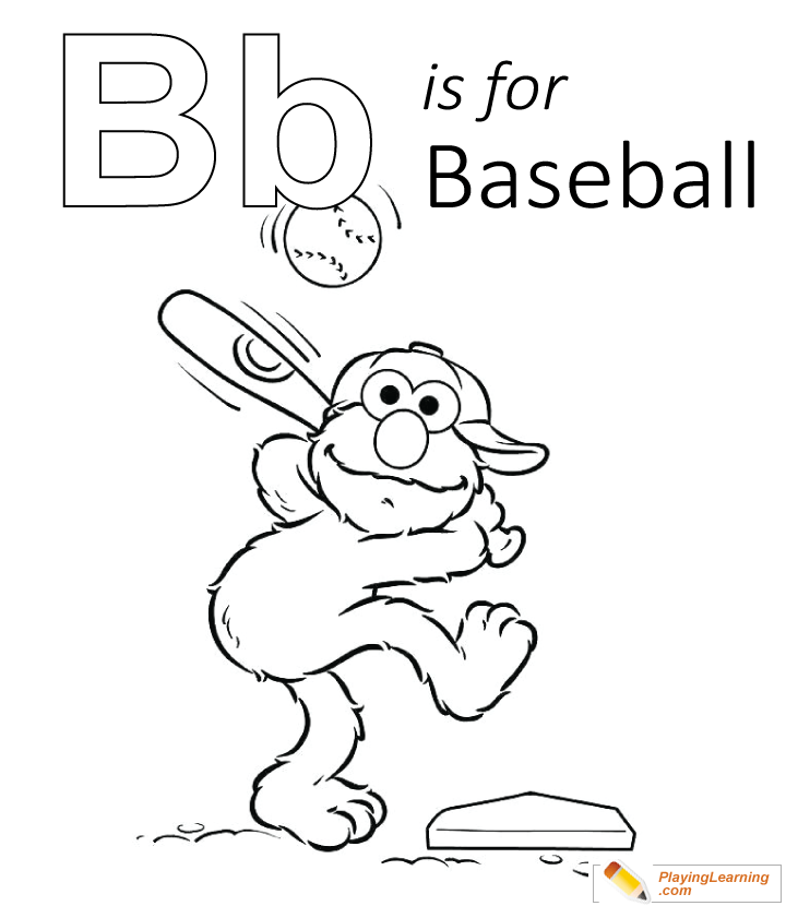 B Is For Baseball Coloring Page  for kids
